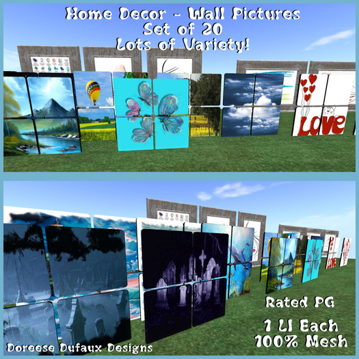 HOME DECOR WALL PICS 20 PACK - WIDE VARIETY