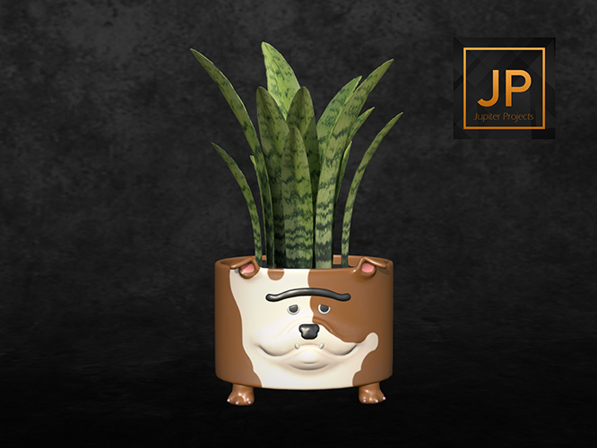 Second Life Marketplace - 10. -MUSU- Puppy Pot (Bulldog - Snake Plant)