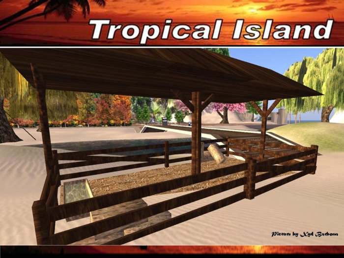 Second Life Marketplace Tropical Island Sculpt Stable (8 prims)
