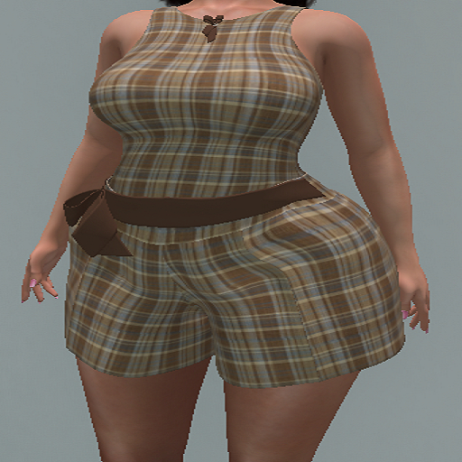 LoveMomma Brown/Blue Plaid Romper
