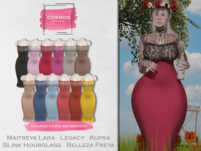 [COSMOS] Diana Bodycon Dress Lace / 12 Colors Fatpack