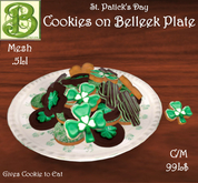 St. Patrick's Day Cookies On Belleek Style Shamrock Plate, 1LI