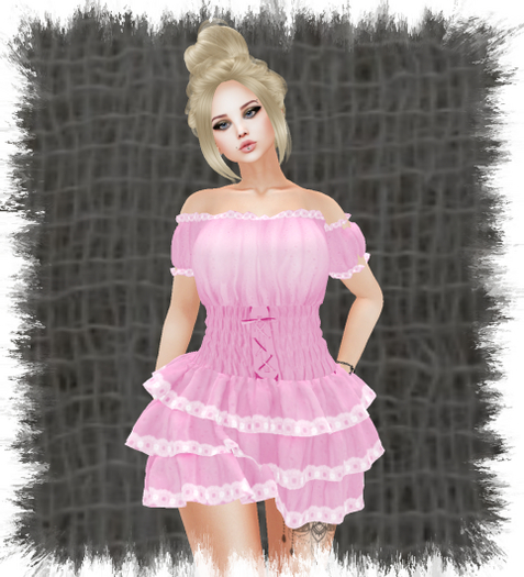 MO-Off Shoulder Peasant Dress with Hud