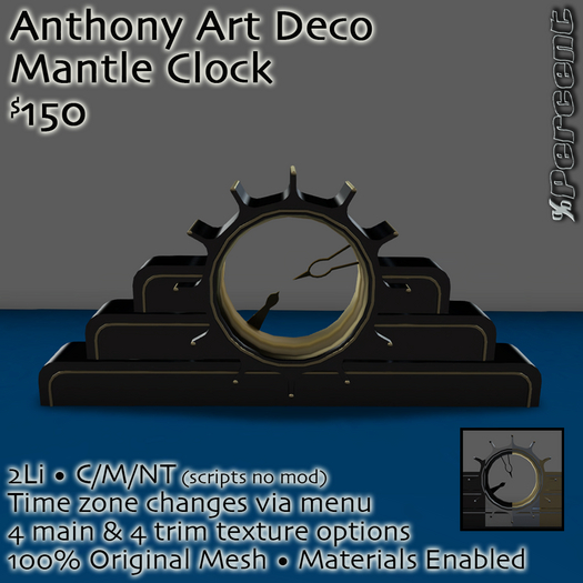 % Anthony Art Deco Clock *MESH*