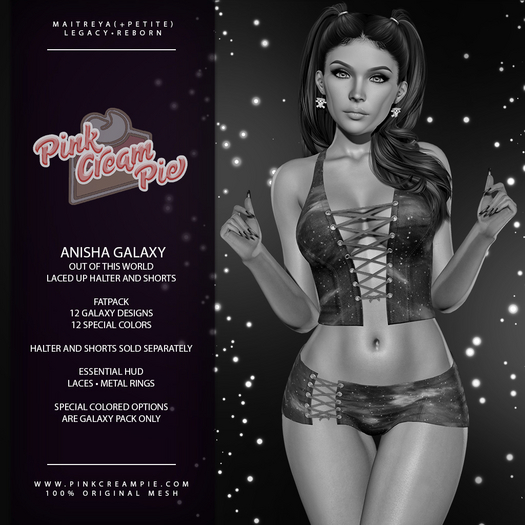 Anisha Lace Up Halter Vest and Lace Up Shorts [Galaxy FATPACK DEMO] - Maitreya (+Petite) • Legacy • Reborn