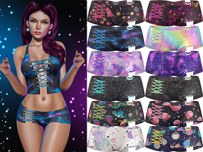Anisha Lace Up Booty Shorts [Galaxy Pack] - Maitreya • Legacy • Reborn 