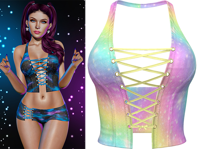 Anisha Lace Up Halter Vest [Galaxy Pastel] - Maitreya (+Petite) • Legacy • Reborn