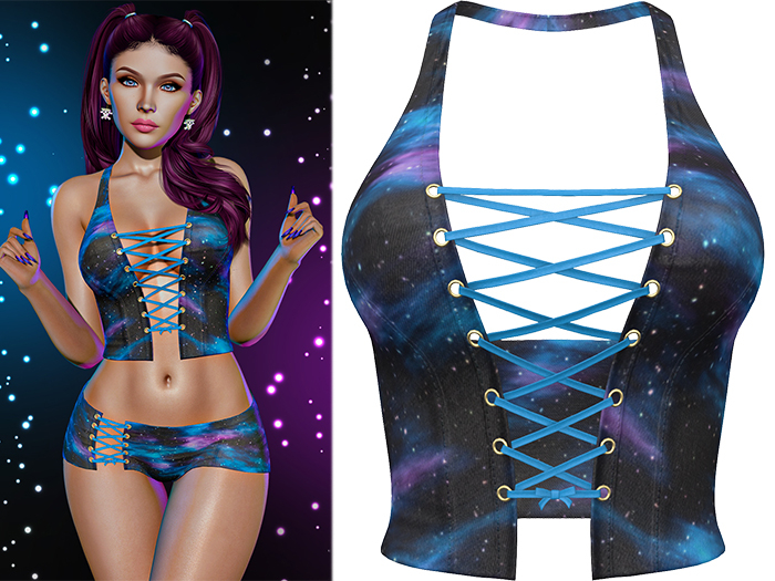 Anisha Lace Up Halter Vest [Galaxy Blue] - Maitreya (+Petite) • Legacy • Reborn
