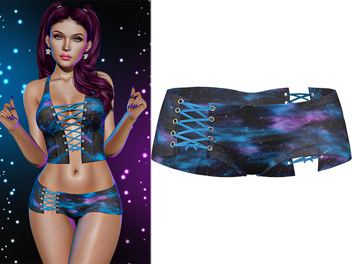 Anisha Lace Up Booty Shorts [Galaxy Blue] - Maitreya • Legacy • Reborn 