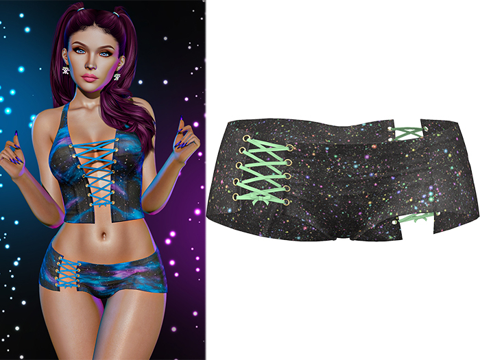 Anisha Lace Up Booty Shorts [Galaxy Rainbow] - Maitreya • Legacy • Reborn 