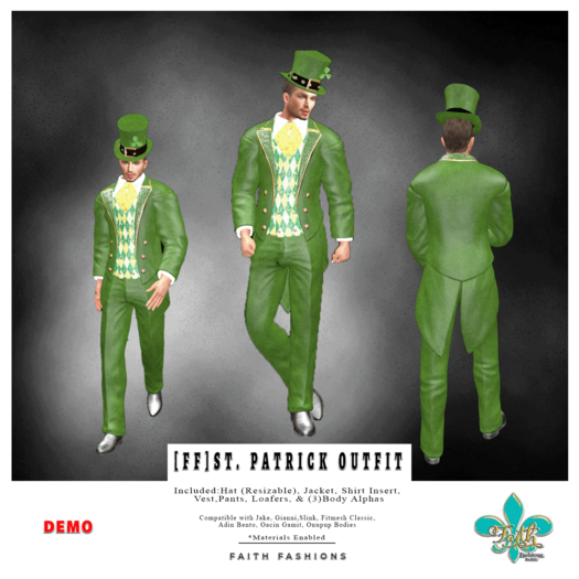 [FF]Men's St. Patrick Outfit - Delivery HUD DEMO