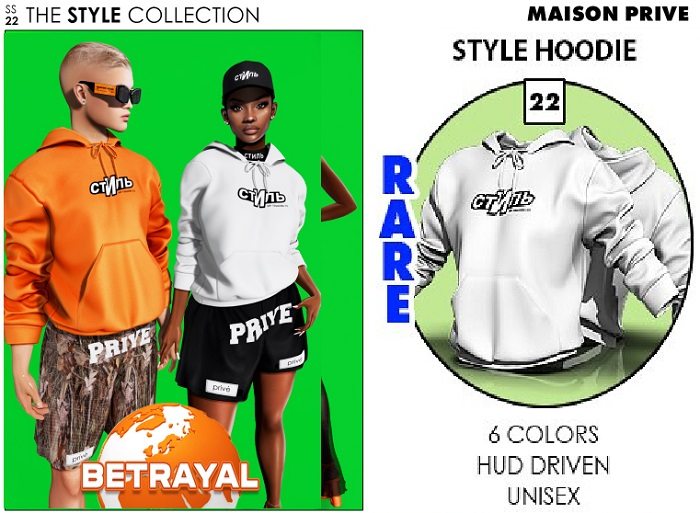 22. BETRAYAL STYLE Hoodie RARE with HUD (6 COLORS) UNISEX