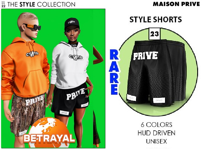 23. BETRAYAL STYLE Shorts RARE with HUD (6 COLORS) UNISEX
