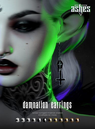 .ashes. damnation earrings