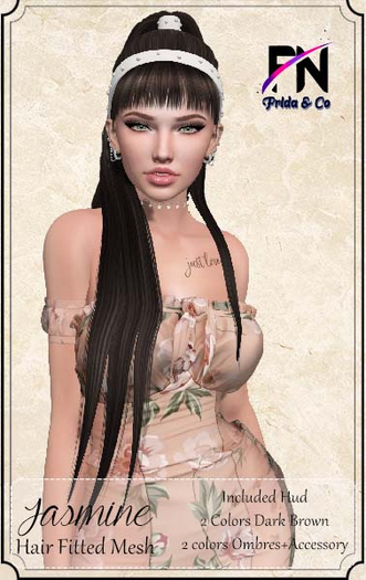 :::Frida&Co:::Hair-JASMINE-Fitted-Dark Brown--HUD-(add me)