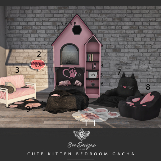 01 Bee Designs Cute Kitten Bedroom RARE