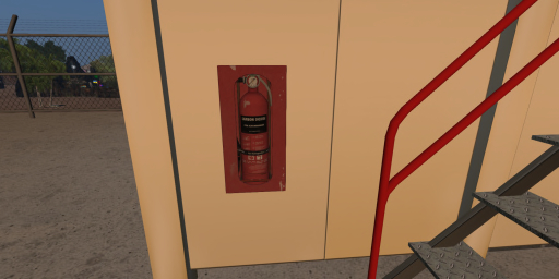 fire extinguisher and cabinet