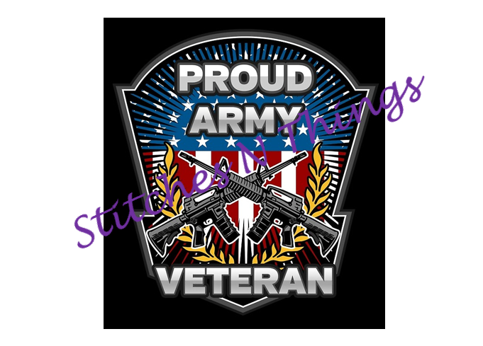 Stitches N Things - Proud Army Veteran Guns Crossed patch