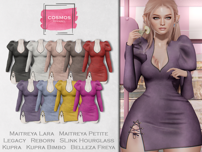 [COSMOS] Daisy Sleeved Mini Dress Leather / 9 Colors Demo