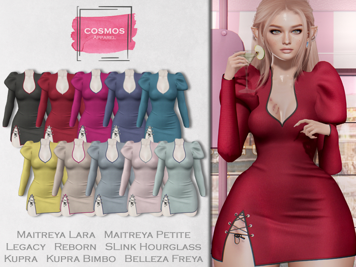 [COSMOS] Daisy Sleeved Mini Dress Velvet / 10 Colors Fatpack