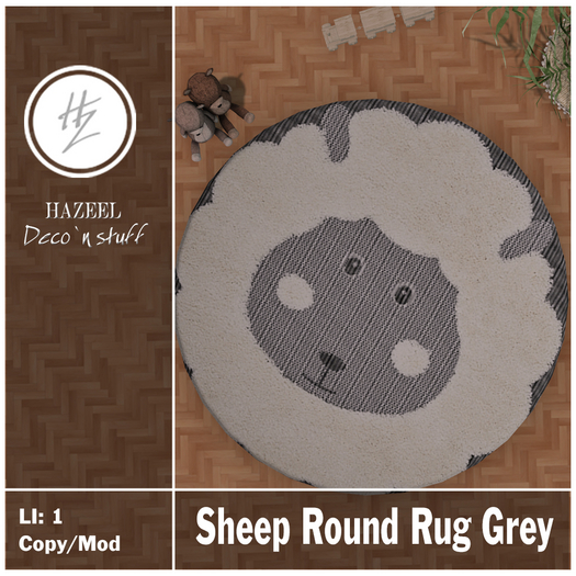 .::Hazeel::. Sheep Round Rug Grey - BOXED - {Add & Touch}