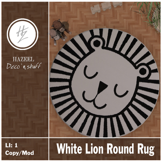 .::Hazeel::. White Lion Round Rug - BOXED - {Add & Touch}
