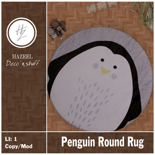 .::Hazeel::. Penguin Round Rug  BOXED - {Add & Touch}