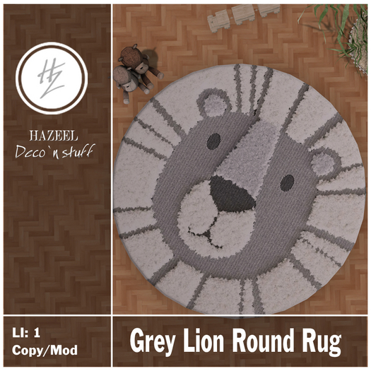 .::Hazeel::. Grey Lion Round Rug - BOXED - {Add & Touch}