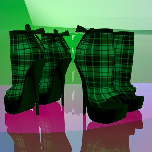 Plaid Green St Patricks Day Booties Boots Maitreya Reborn Legacy Belleza Slink Kupra Kups