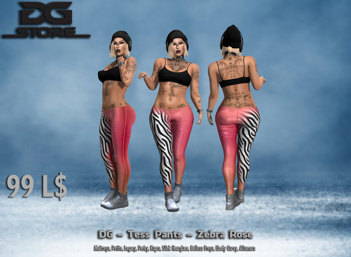 DG -Tess Pants - Zebra Rose - Box
