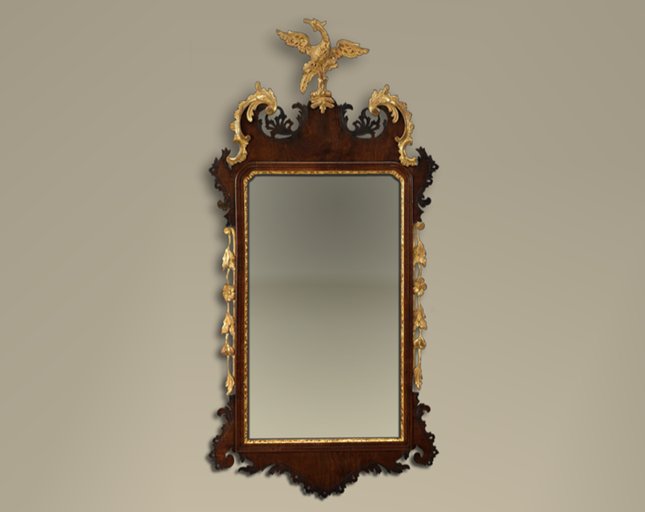 A Chippendale Parcel Gilt Walnut Mirror