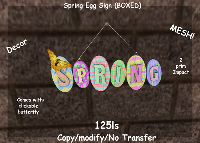 Spring Egg Sign (BOXED)
