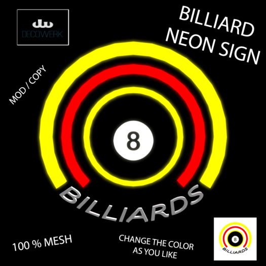 [dW] Billiard Neon SIGN 