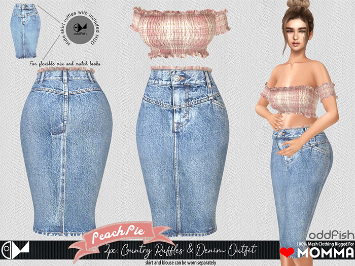 ODd PeachPie - 2pc Denim Skirt + Top For Love Momma