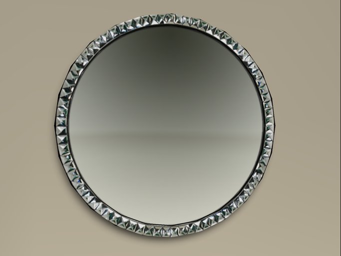 Round Mirror With Cut Crystal Border And Separate Glass Prim