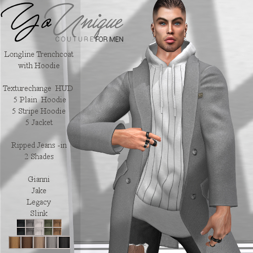 YoUnique Couture ForMen Howard Trenchcoat Fatpack including Ripped Jeans