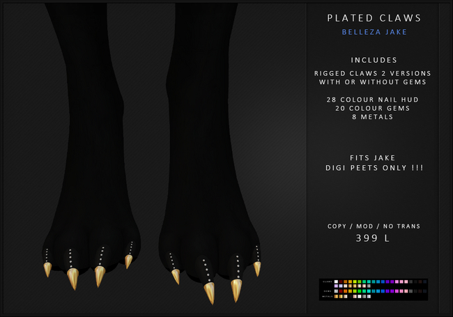 [MODZ] PLATED CLAWS - JAKE DIGI PEET ONLY - BOXED