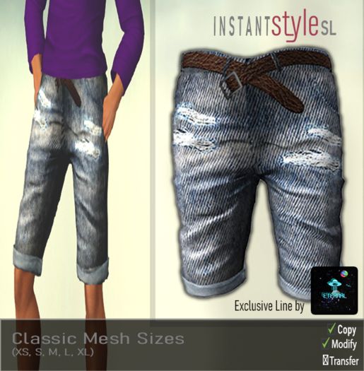InstantSyleSL-{ET}Exclusive- Ripped Jeans w/Belt (Mud)