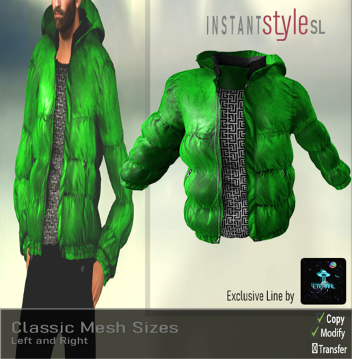 InstantSyleSL-{ET}Exclusive- Padded Jacket w/Ballman Top(Slime)