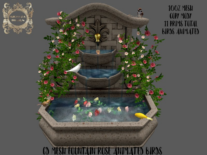 GD MESH FOUNTAIN ROSE ANIMATED BIRDS