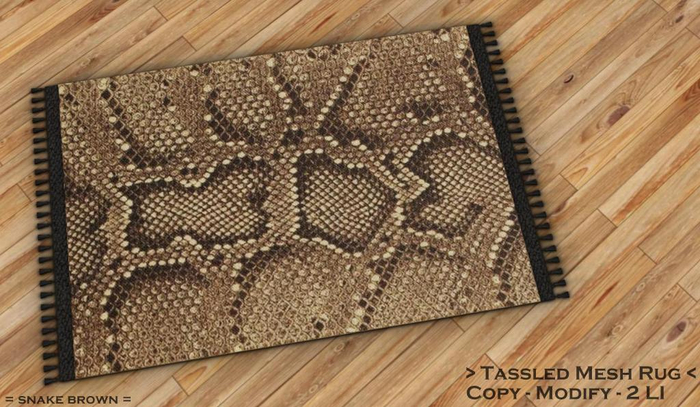 || When I'm Bored || Tassled Mesh Rug || 2 LI || Snake Brown