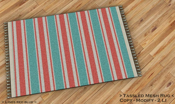 || When I'm Bored || Tassled Mesh Rug || 2 LI || Lines Red Blue