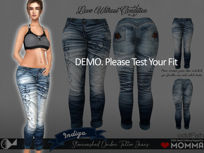 ODd Stonewashed Denim Tattoo Jeans  - DEMO