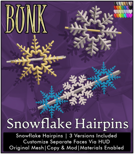 Bunk. Snowflake Hairpins (FATPACK)