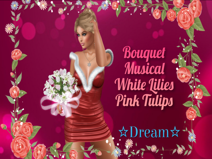 Bouquet Musical White Lily and Pink Tulip