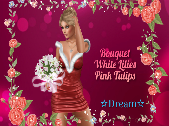 Bouquet White Lily and Pink Tulip