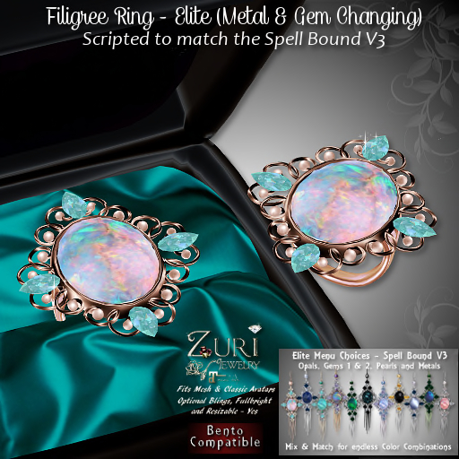 Copy Zuri Rayna Filigree Elite Fatpack* Ring Metals & Gem Changing Bento