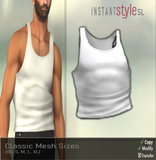 InSty Mens- White- Slim Tank