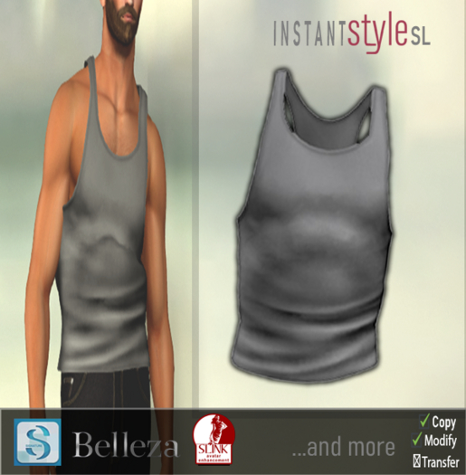 InSty Mens- Grey- Slim Tank