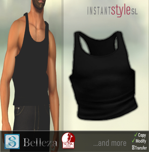 InSty Mens- Black- Slim Tank